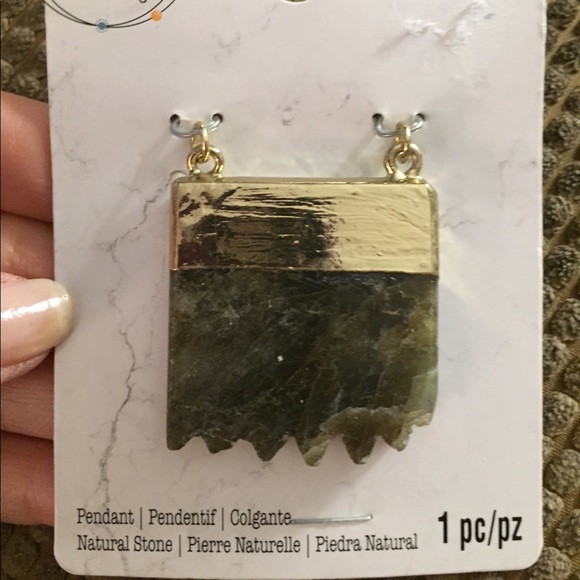 New Brown Sideways Natural Stone Pendant Connector - Picture 11 of 11